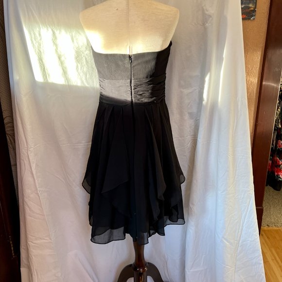 David's Bridal Strapless Chiffon Dress with Layered Skirt, Size 8 - Picture 7 of 10